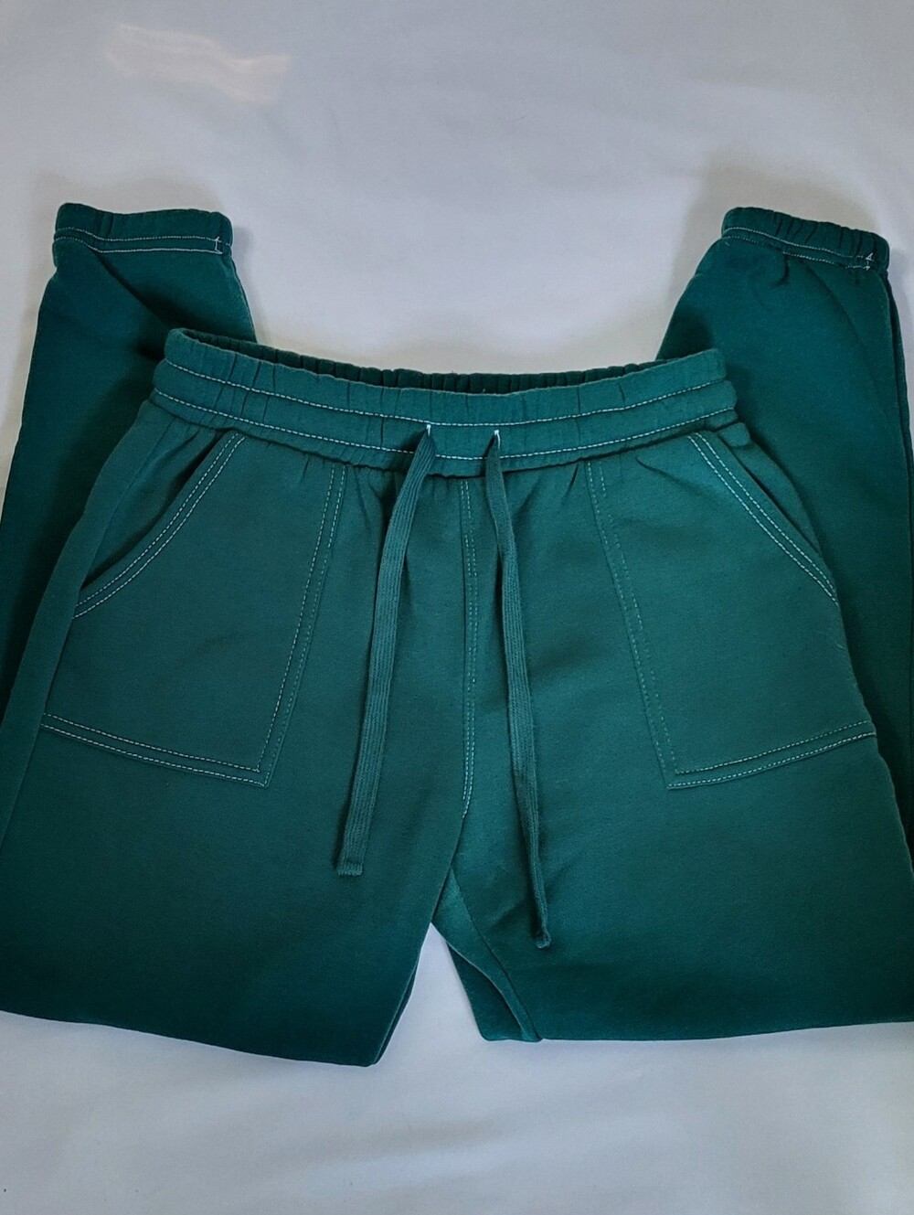 No Comment Green White Contrast Sttitching Sweatpants Joggers